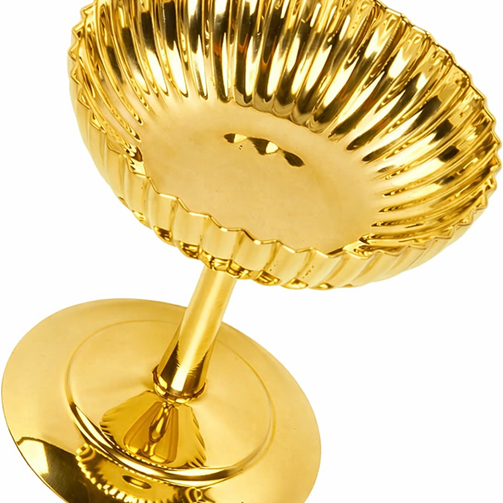 2'li Profesyonel İnox Gold Paslanmaz Çelik Ayaklı Dondurma ve Tatlı Sunum Kasesi Seti 723150