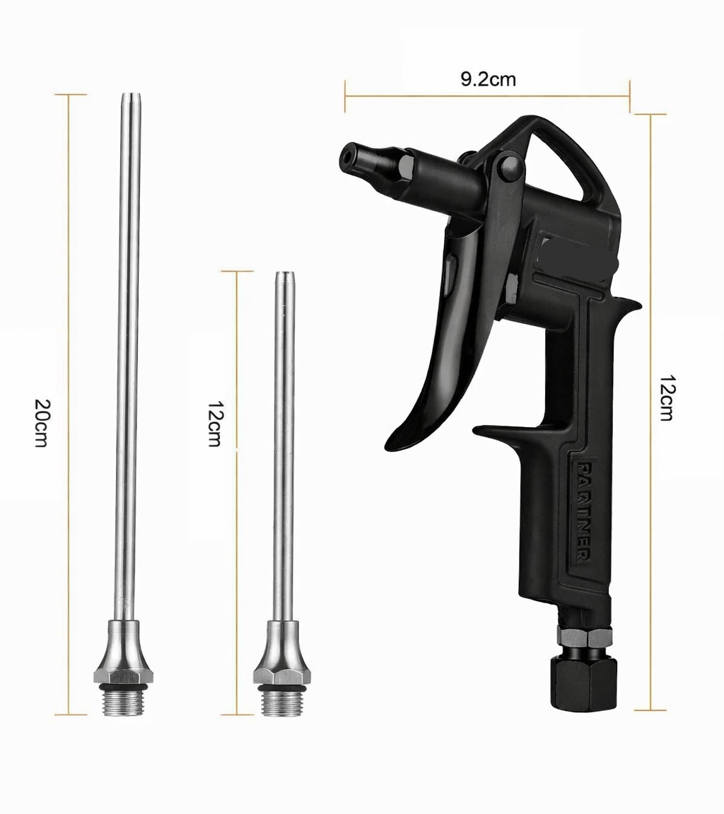 Profesyonel Metal Hava Üfleme Tabancası Seti - 21 cm Uzun ve Kısa Nozul Kompresör Ucu 723153