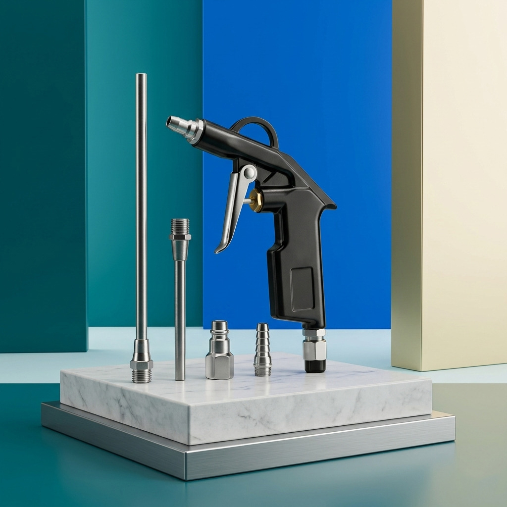 Profesyonel Metal Hava Üfleme Tabancası Seti - 21 cm Uzun ve Kısa Nozul Kompresör Ucu 723153