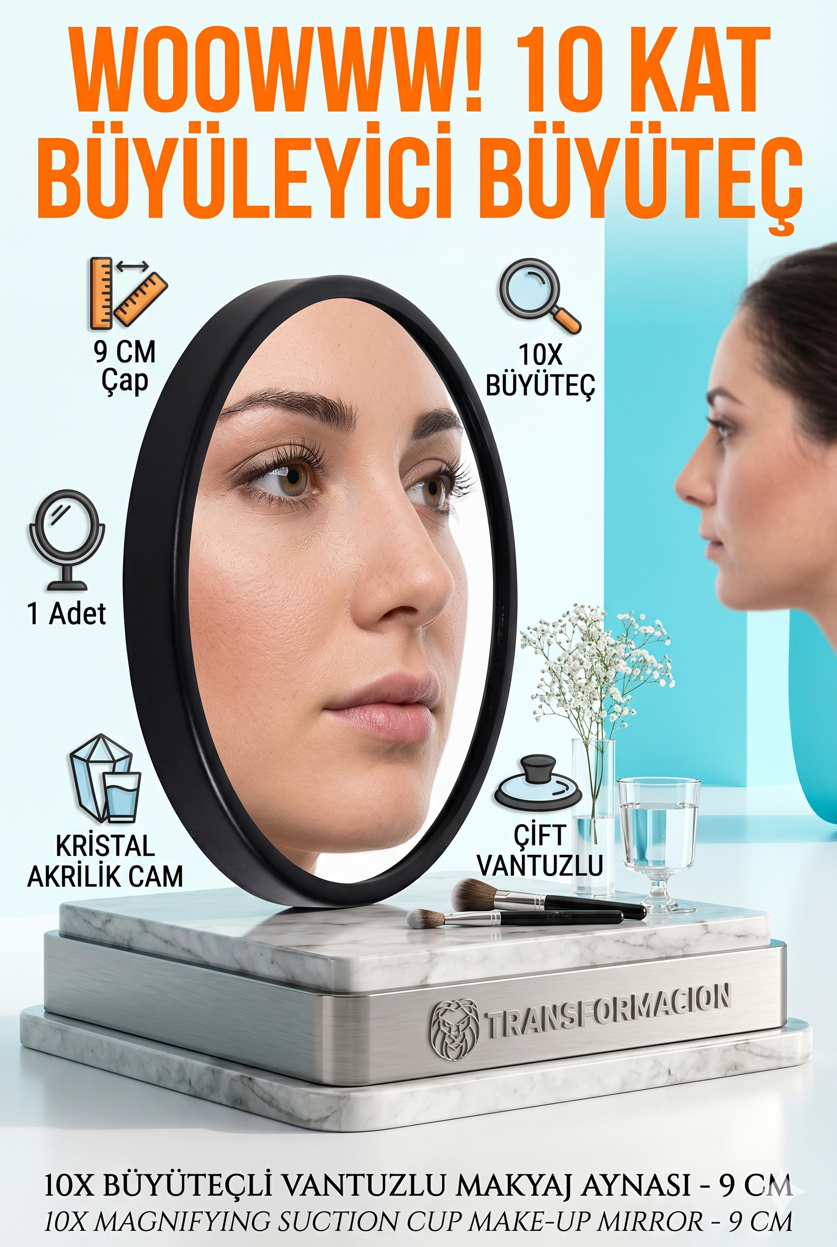 9 Cm 10X Büyüteçli Makyaj Aynası 717184