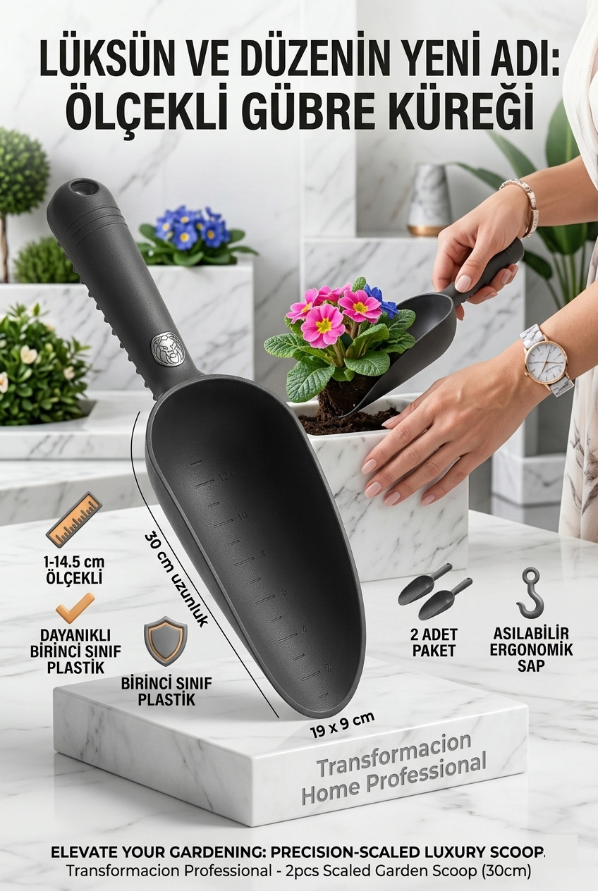 2'li Set Ölçekli Bahçe Küreği, Çok Amaçlı Toprak Gübre Mama Aktarma Kaşığı 719820  
