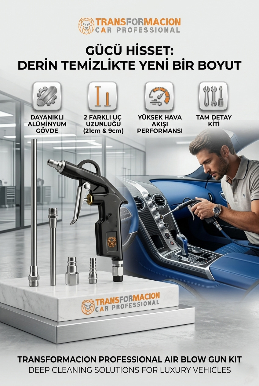 Profesyonel Metal Hava Üfleme Tabancası Seti - 21 cm Uzun ve Kısa Nozul Kompresör Ucu 723153